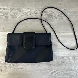 Vintage America Perry Ellis Navy Blue Crossbody Leather Bag